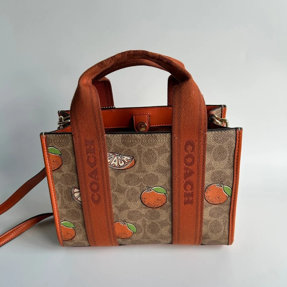 Coach Smith Tote 24 Orange Print Signature Canvas Crossbody Handbag CAR81